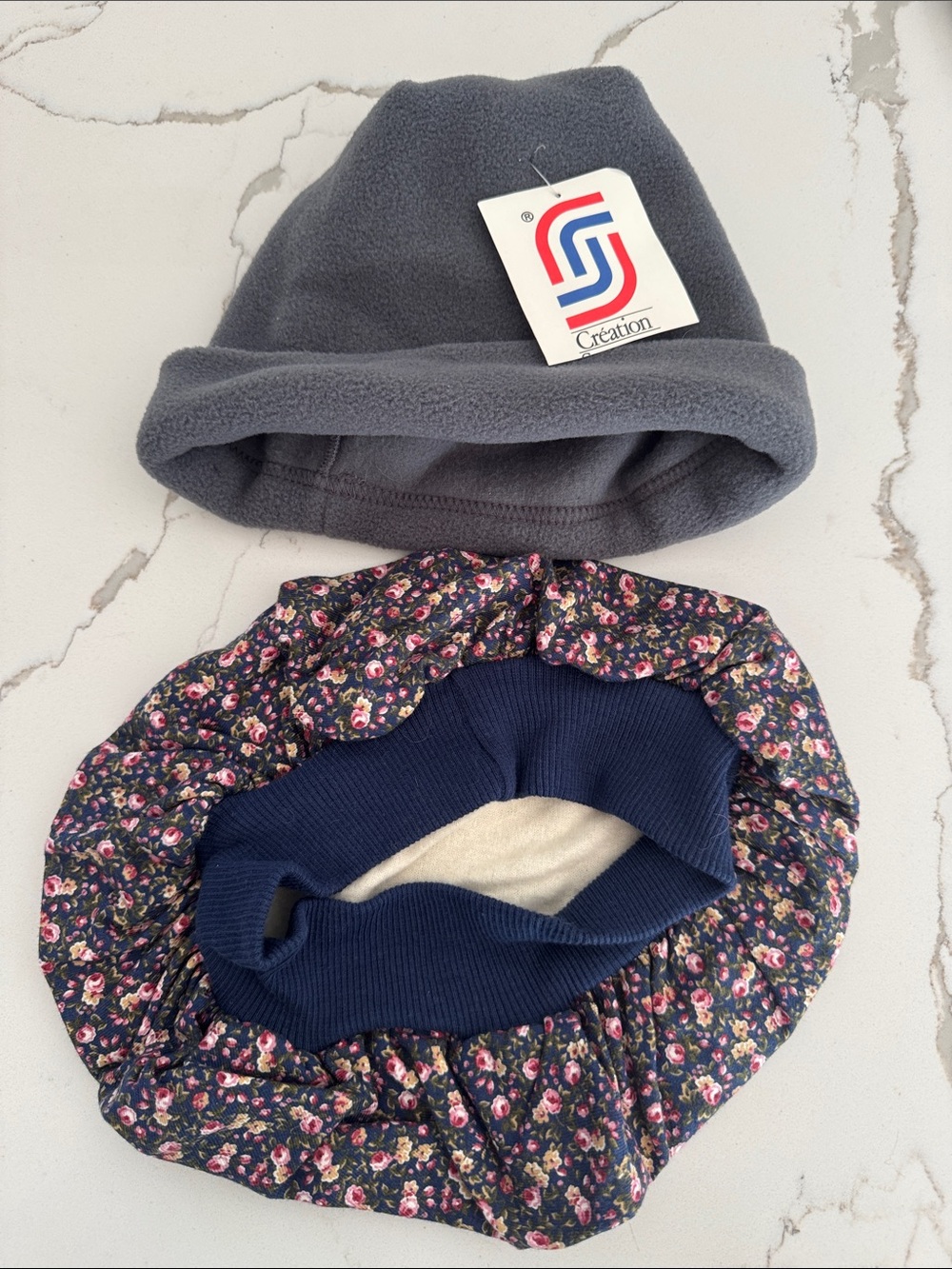 Kids' Cozy Fleece Beanie - Charcoal Gray & Girls French Barrette Hat